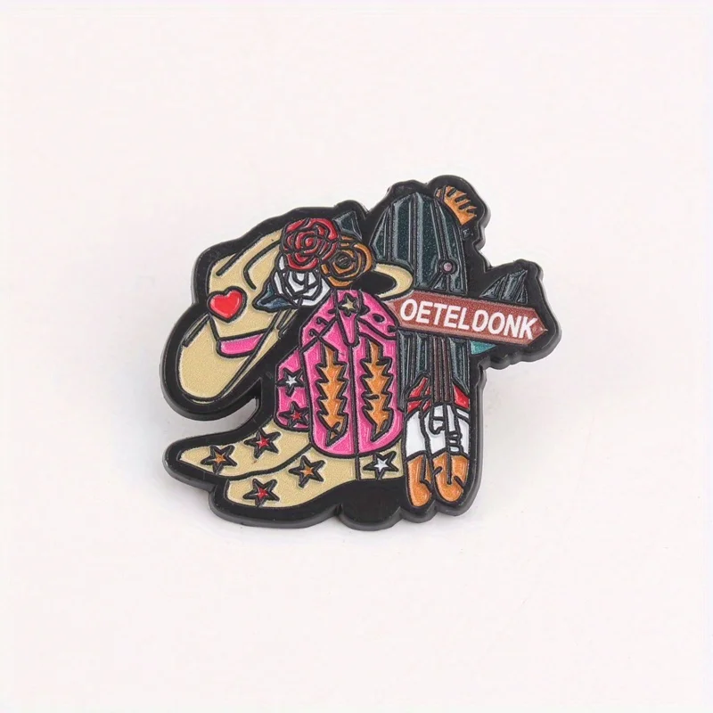 Yeehaw Heartbreaker pin vaquero con rosas y diamantes de imitación - imagen 3