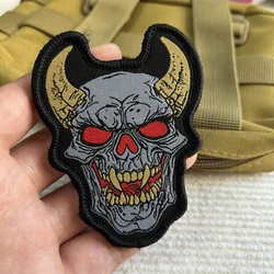 Parche táctico Hannya samurái demonio con velcro para mochila