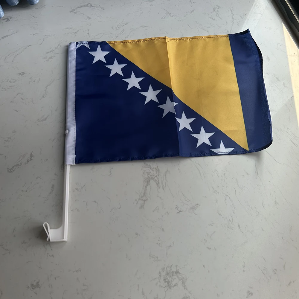Bandera de coche Bosnia y Herzegovina para ventana con asta plástica - imagen 4