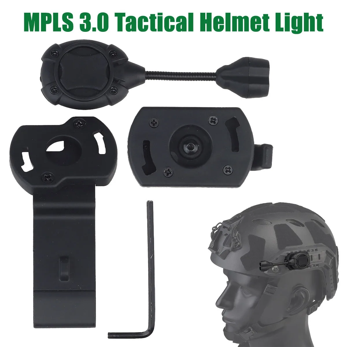 Linterna táctica para casco MPLS para caza y supervivencia