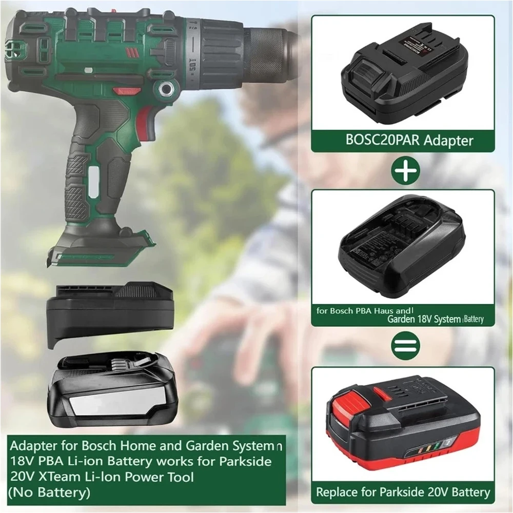 Adaptador convertidor BOS20PAR para Bosch 18V a Parkside 20V