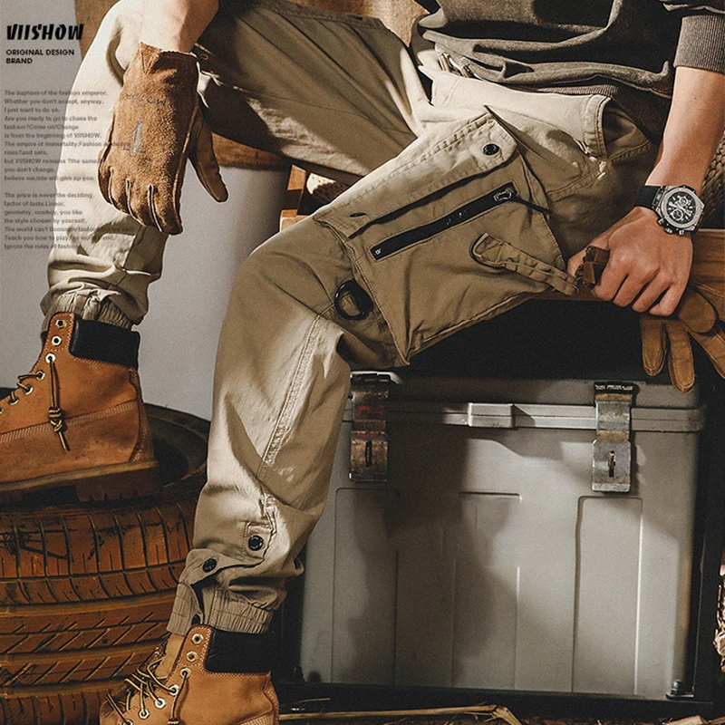 Pantalones tácticos cargo hombre cintura elástica pierna recta otoño - imagen 3