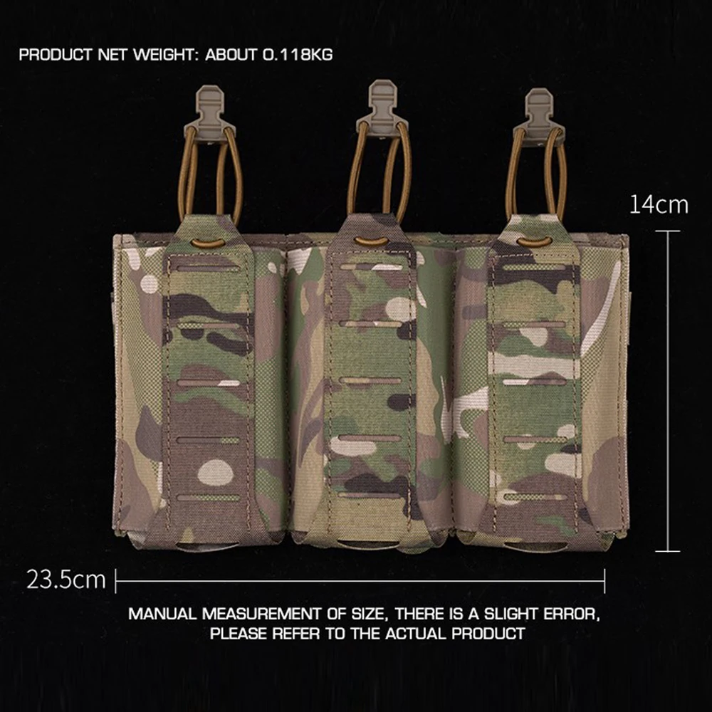 Bolsa táctica MOLLE triple para revistas de rifle con solapa - imagen 4