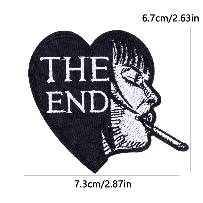 Parche termoadhesivo bordado esqueleto punk gótico corazón DIY - imagen 2