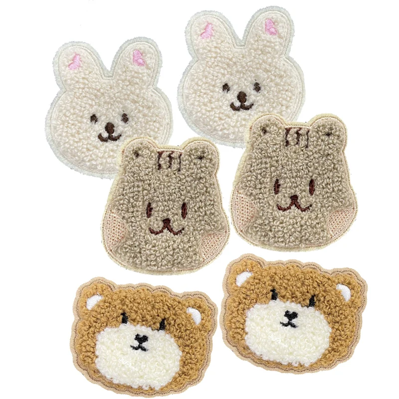 Parche bordado chenilla conejo y oso de dibujos animados para coser - imagen 2