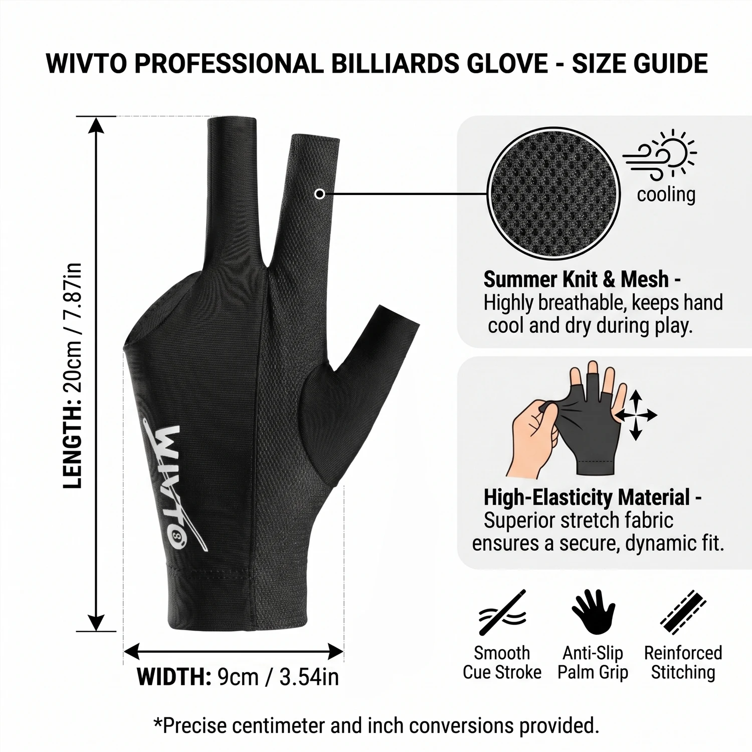 Guante de billar unisex ambidiestro