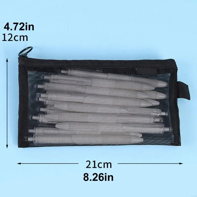 Estuche transparente con cremallera para material escolar