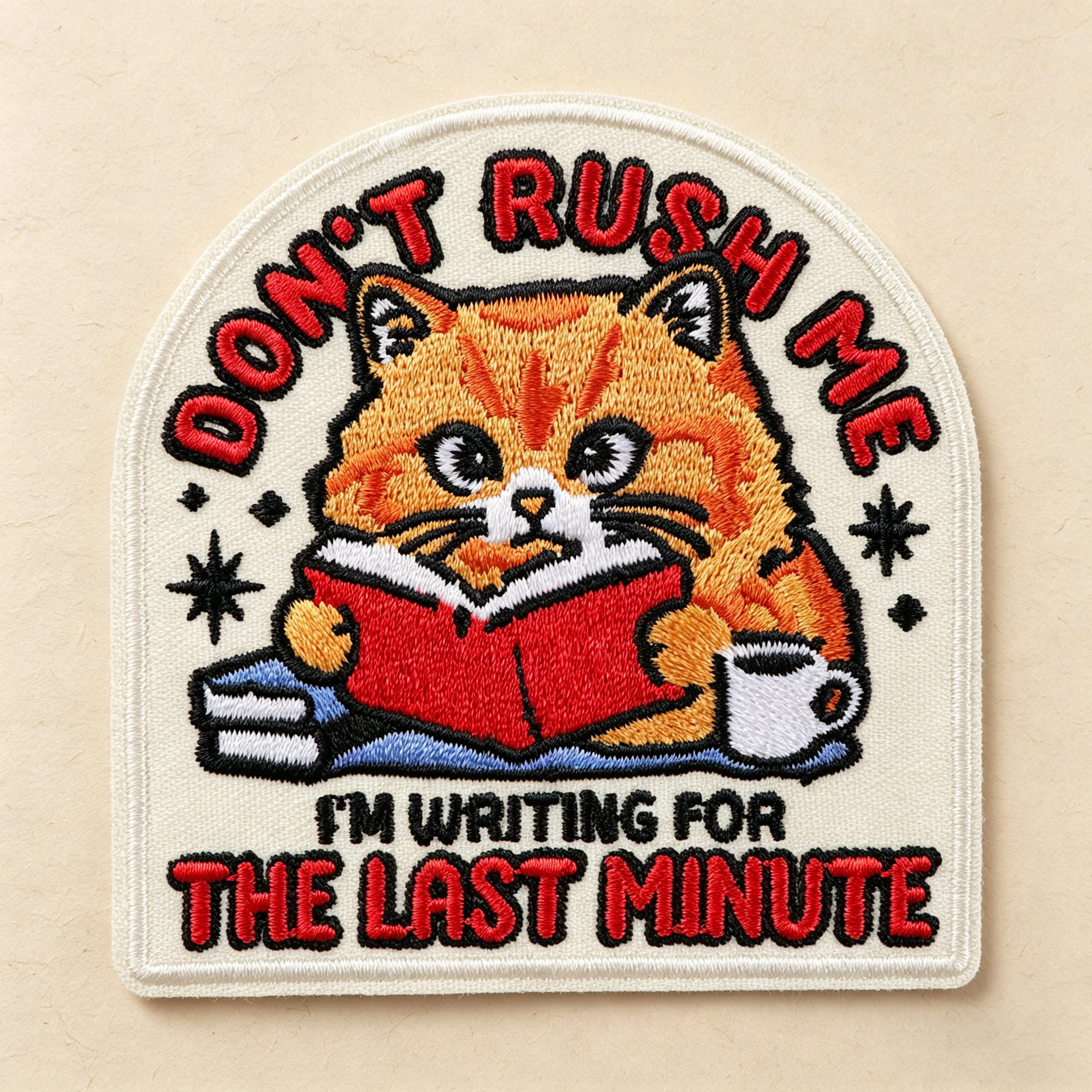 Parche termoadhesivo bordado gato leyendo para ropa y gorras - imagen 5