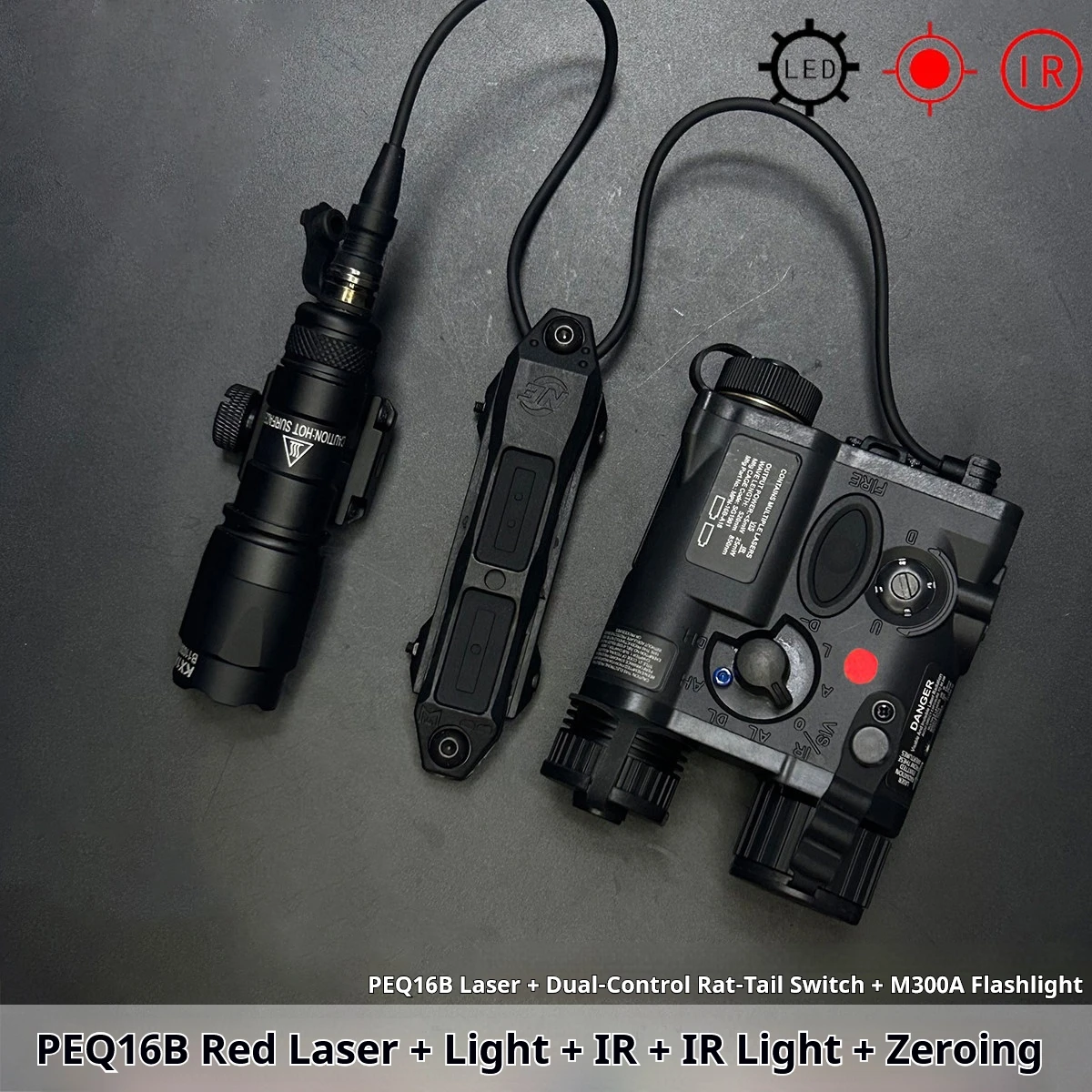 Linterna táctica multifunción con puntero láser rojo/verde e IR - imagen 3