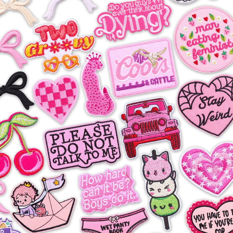 Parche termoadhesivo bordado rosa Y2K estilo vaquero retro campestre - imagen 5