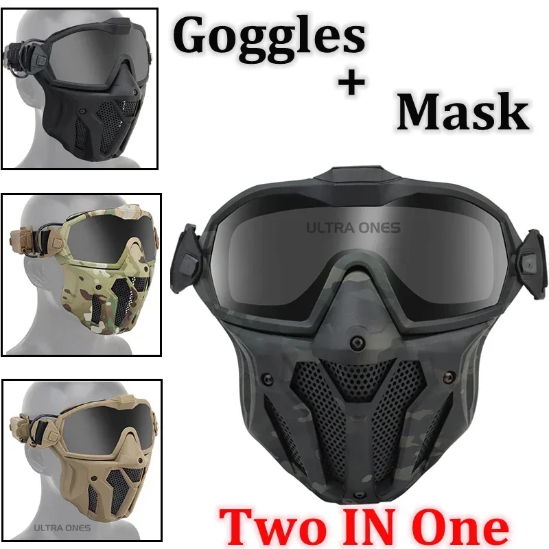 Máscara táctica Airsoft protección facial completa con antivaho desmontable