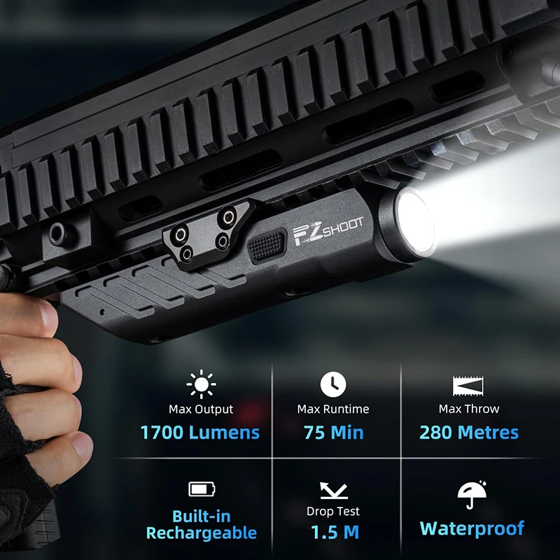 MidTen linterna táctica 1700 lúmenes para rifle - riel Picatinny - imagen 5