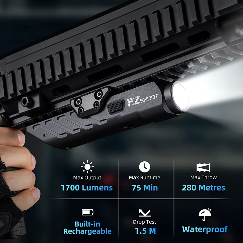 MidTen linterna táctica 1700 lúmenes para rifle - riel Picatinny - imagen 5