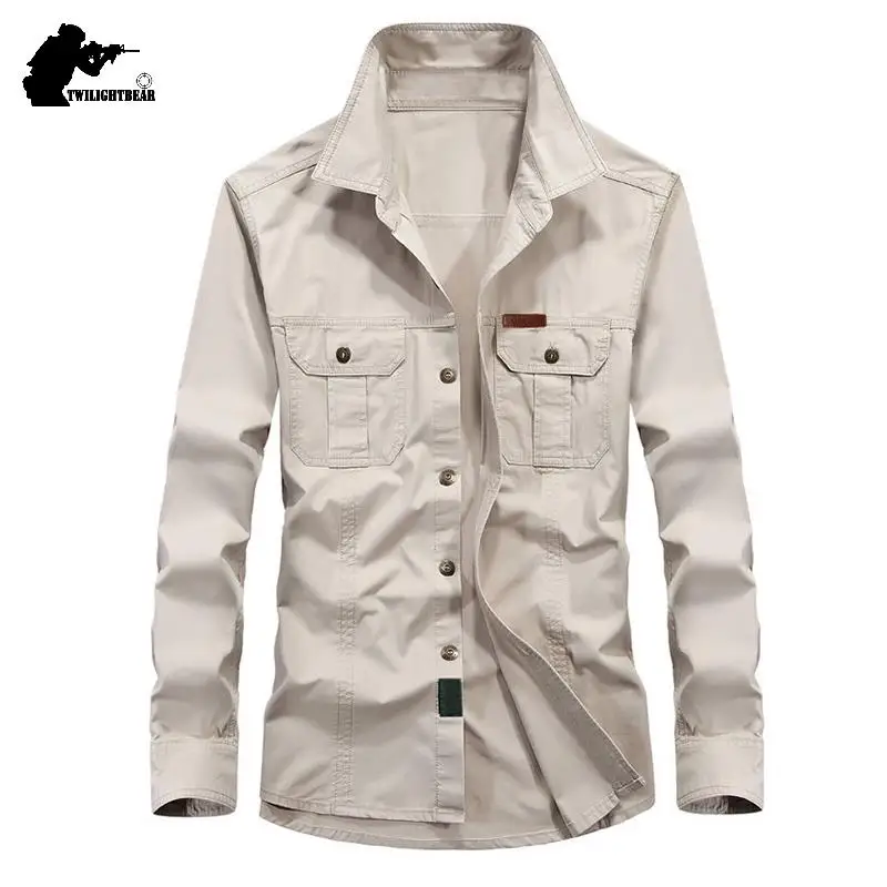 Camisa cargo táctica de algodón corte holgado para hombre militar - imagen 4