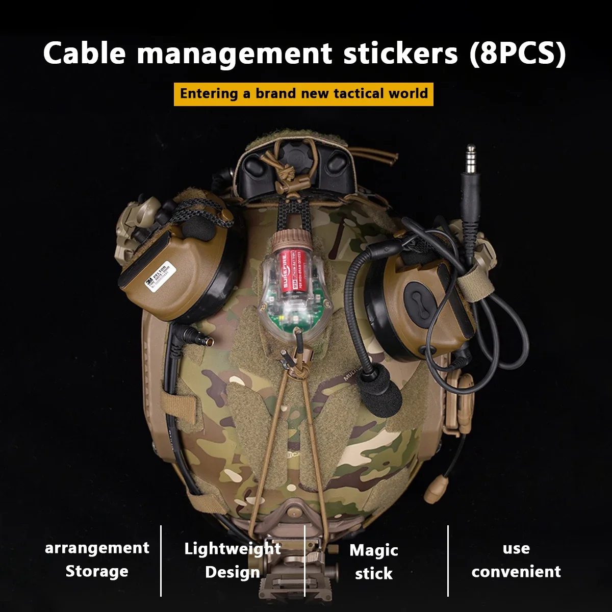 Organizador de cables NVG para casco con correas velcro - imagen 2