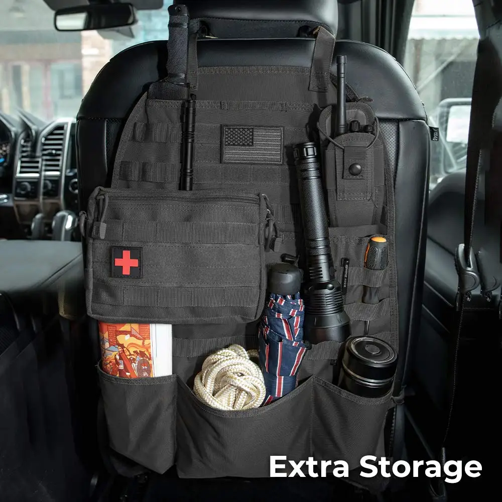 Panel MOLLE táctico para respaldo de asiento – Organizador modular de viaje - imagen 4