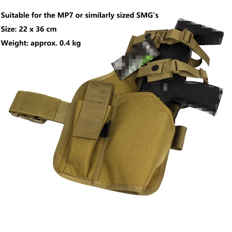 Funda táctica MP7 para pierna modular con porta cargador recambio - imagen 3