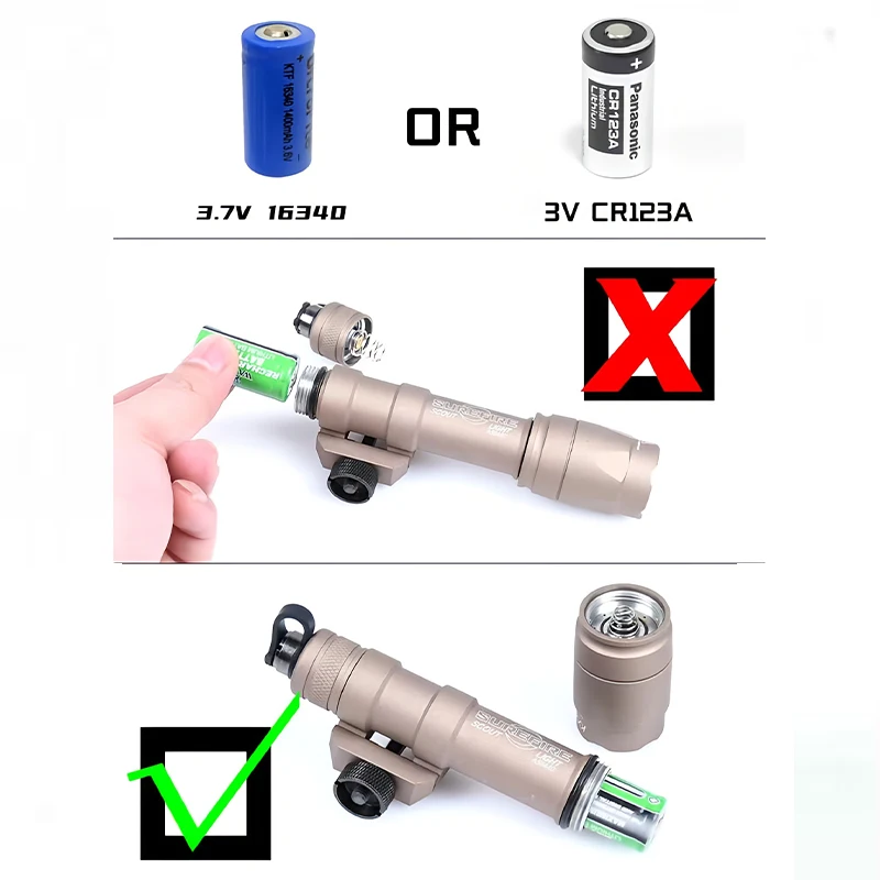 Linterna WADSN en uso sobre réplica de airsoft