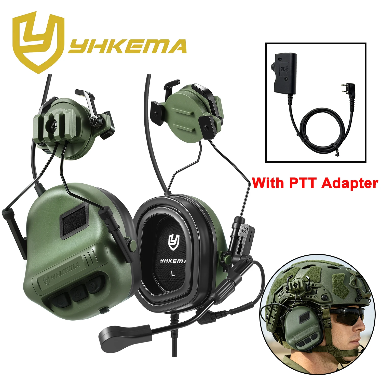 Auriculares tácticos YHKEMA para casco con montaje en riel y DSP - imagen 3
