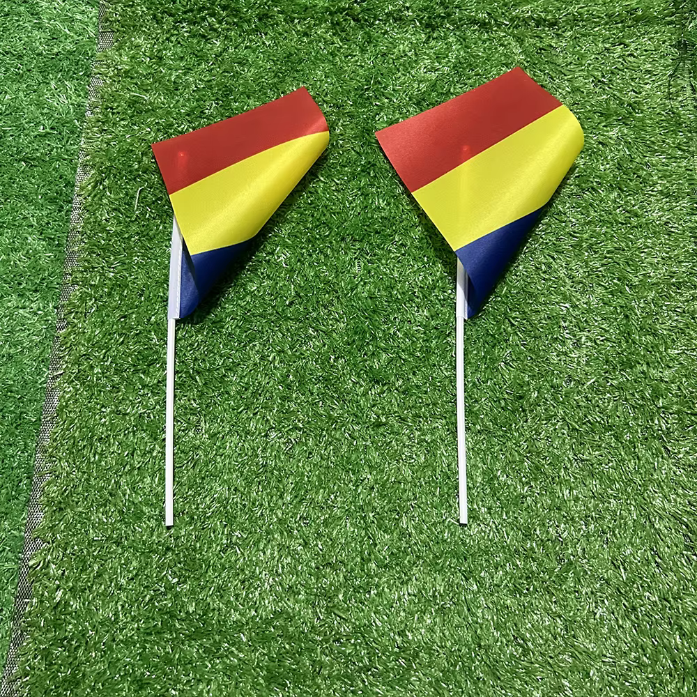 Bandera de mano Rumanía con mástil plástico para celebraciones - imagen 4