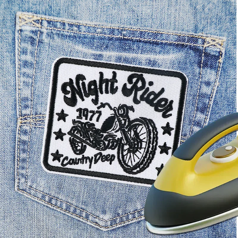 Parche bordado termoadhesivo locomotora Night Rider estilo punk rock - imagen 5