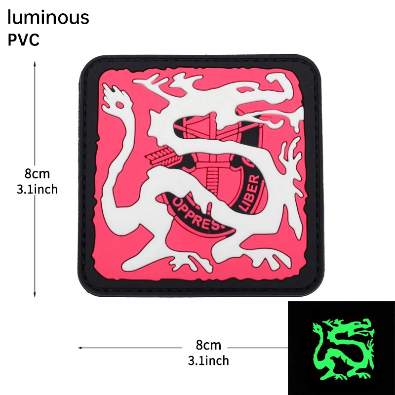 Parche táctico luminoso PVC 3D calavera dragón MOLLE alta visibilidad - imagen 3