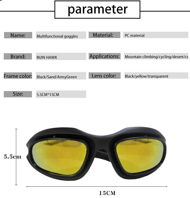 Vista de detalle de lentes y protección