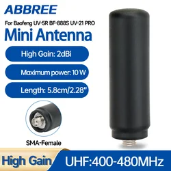 ABBREE antena SMA hembra UHF 400-480MHz alta ganancia para Baofeng