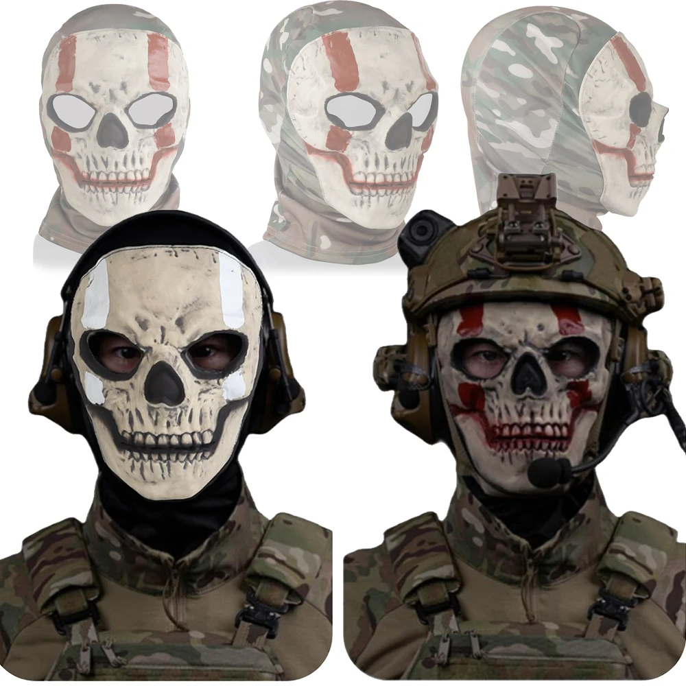 Balaclava táctica Ghost con máscara facial de silicona antivaho