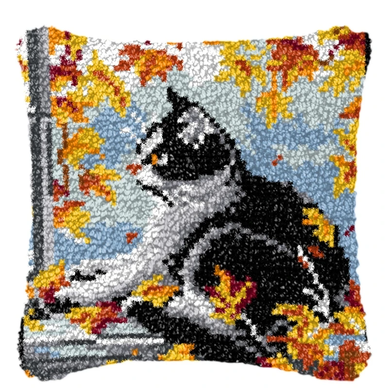 Funda de almohada Smyrna con ganchos pestillo gato bordado a mano - imagen 3