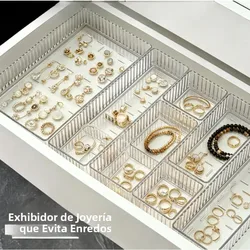 Organizador transparente rectangular para maquillaje con divisiones