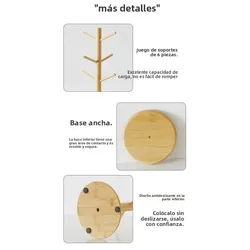 Organizador de bambú natural para tazas y llaves en sobremesa