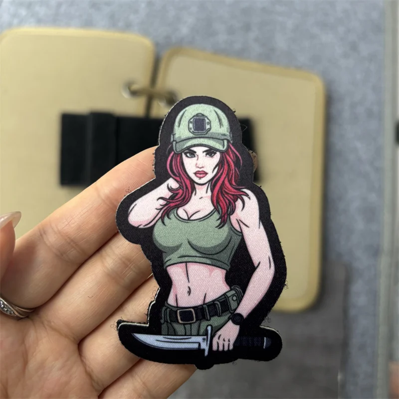 Parche táctico de chica anime con velcro, insignia de moral - imagen 5