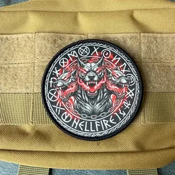 Hellfire Cerberus parche táctico velcro lobo triple mitología nórdica