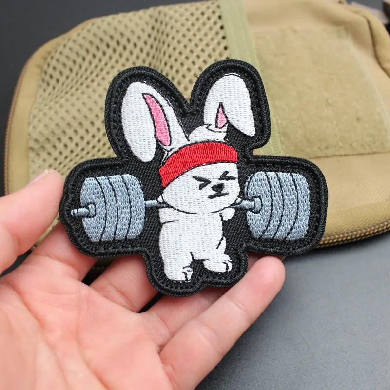 Parche velcro corazón pesas estilo cómic motivacional para mochila - imagen 4