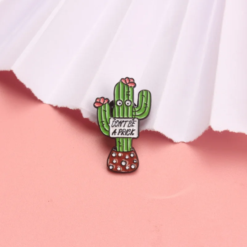 Pin esmaltado cactus vintage – Broche divertido para amantes plantas