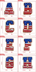 Parche bordado bandera americana con letras, termoadhesivo y coser