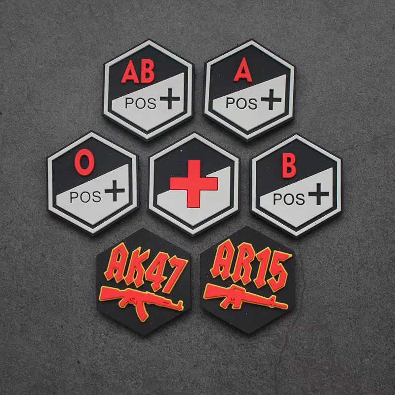 Parche PVC táctico médico hexagonal AK47 AR15 para ropa y mochila