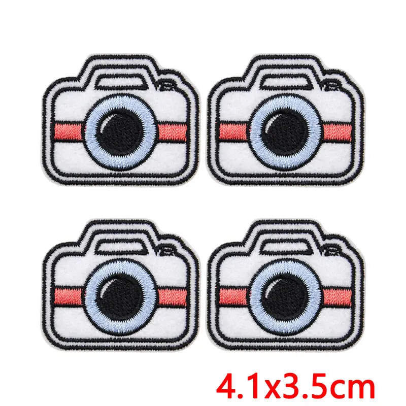 Parches bordados termoadhesivos cámara rosa y flores para coser - imagen 4