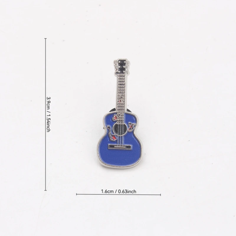 Pin esmaltado guitarra acústica azul vintage – Broche retro musical - imagen 2