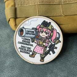 Parche táctico chica anime estilo kawaii agotamiento de cafeína