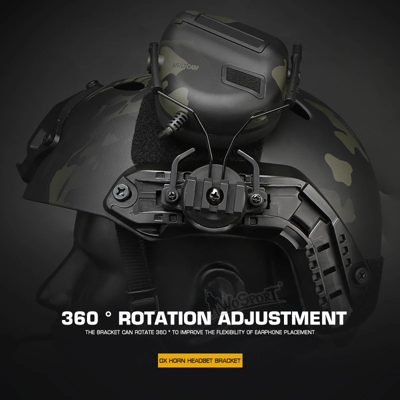 Adaptador de riel para auriculares tácticos de casco, giratorio 360° - imagen 3