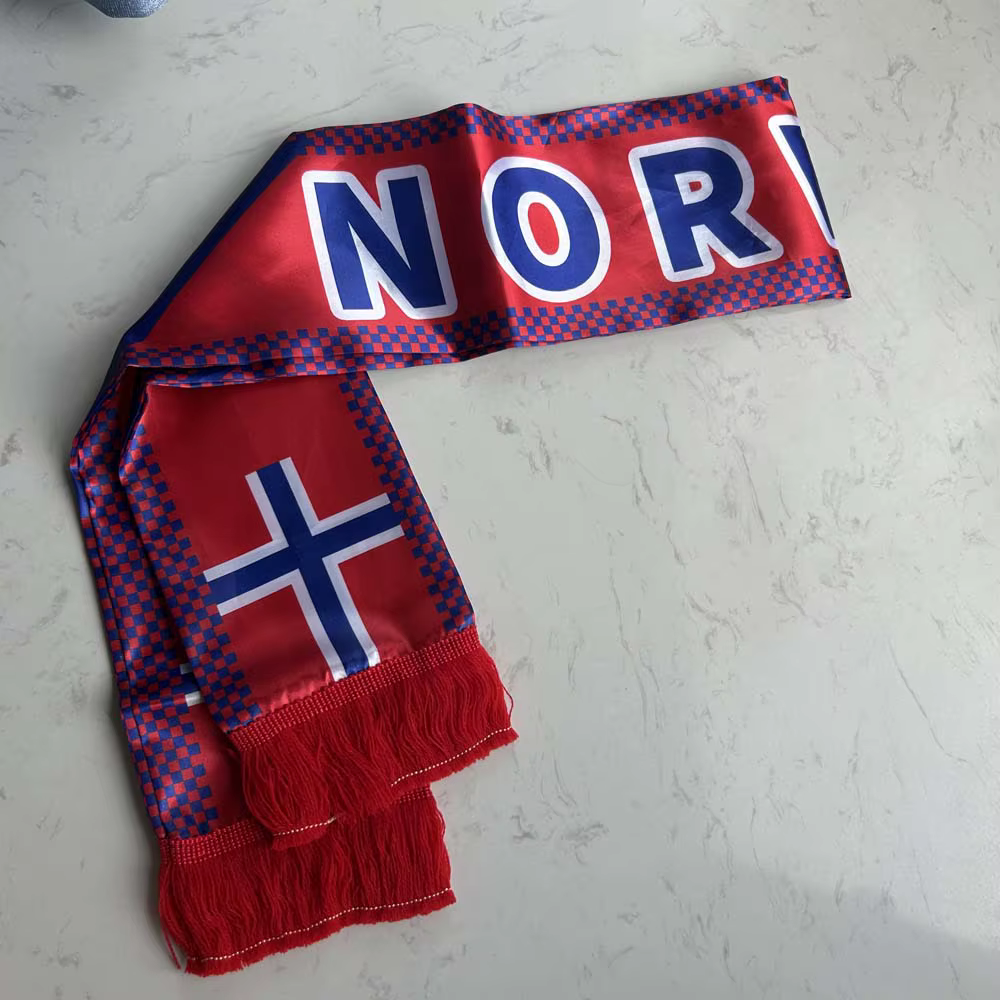 Bufanda táctica bandera de Noruega Sky Flag con borlas y satén - imagen 2
