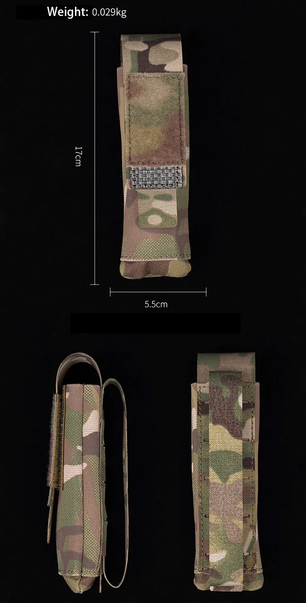Bolsa táctica MOLLE negra para linterna y herramientas