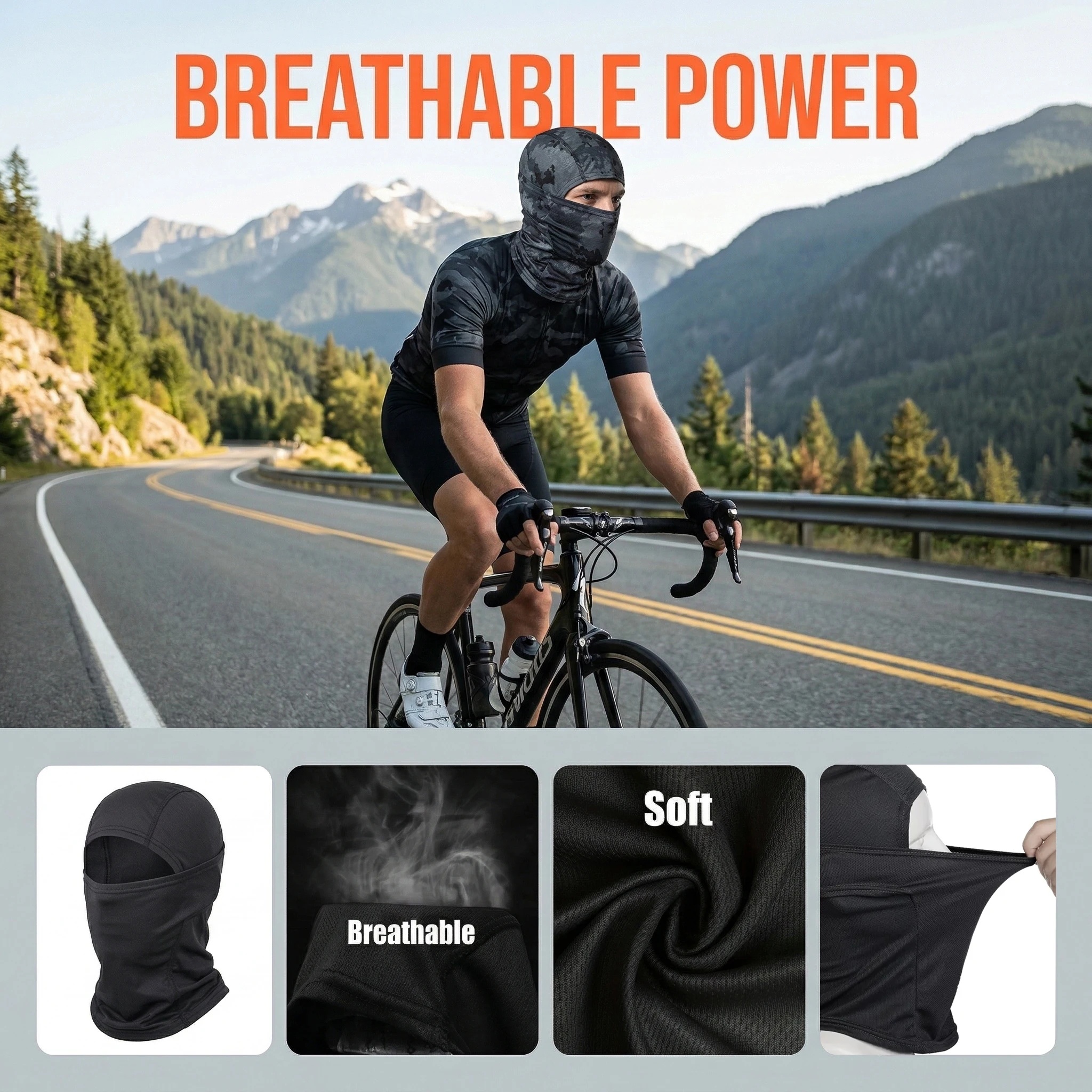 Pasamontañas solar transpirable unisex para pesca, esquí y ciclismo - imagen 5