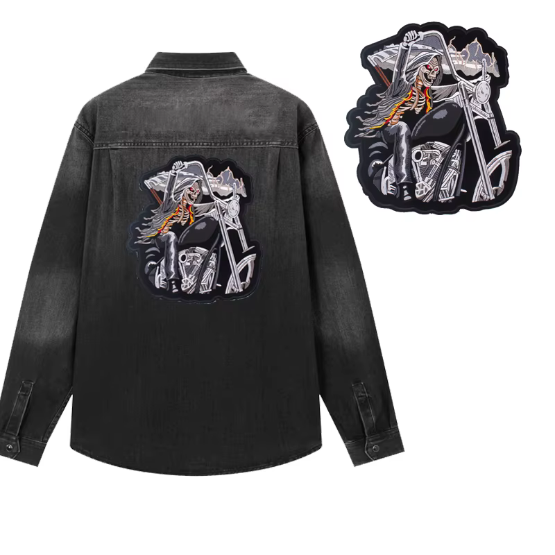 Parche bordado calavera y águila estilo biker para chaqueta - imagen 3