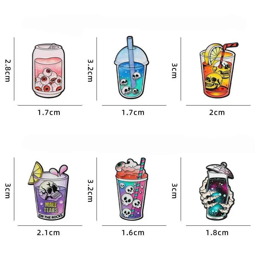 Pin esmaltado gótico calavera cóctel Halloween broche de solapa - imagen 3