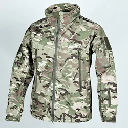 Chaqueta táctica softshell impermeable con capucha y multibolsillos