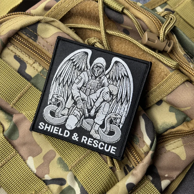 SHIELD RESCUE parche bordado táctico de rescate con gancho y bucle - imagen 4