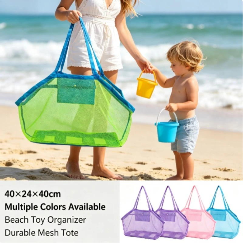 Bolsa plegable malla juguetes playa niños – Portátil herramientas arena viaje - imagen 4